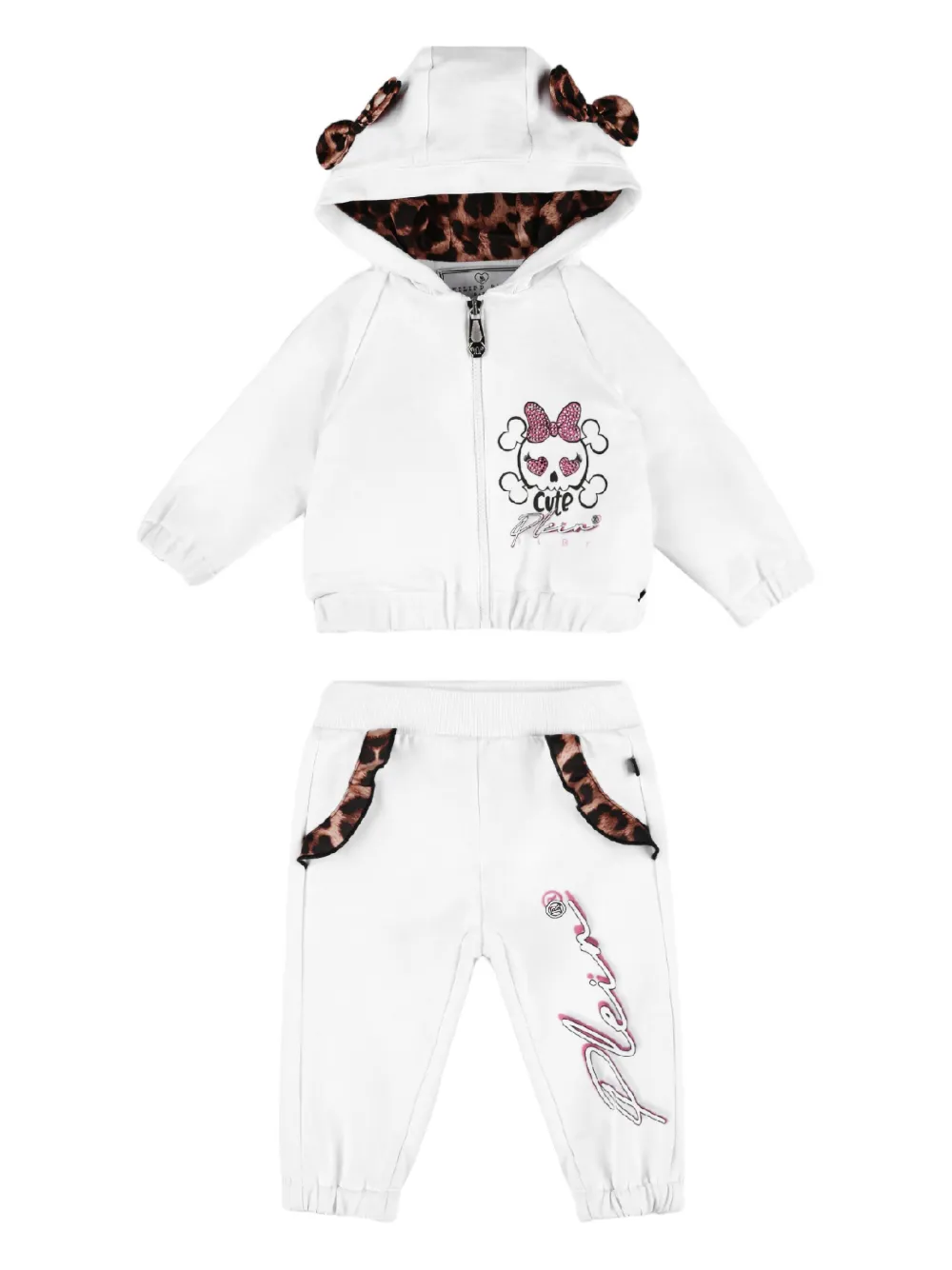 Philipp Plein Junior crystal-embellished skull-print tracksuit | White | Image 1