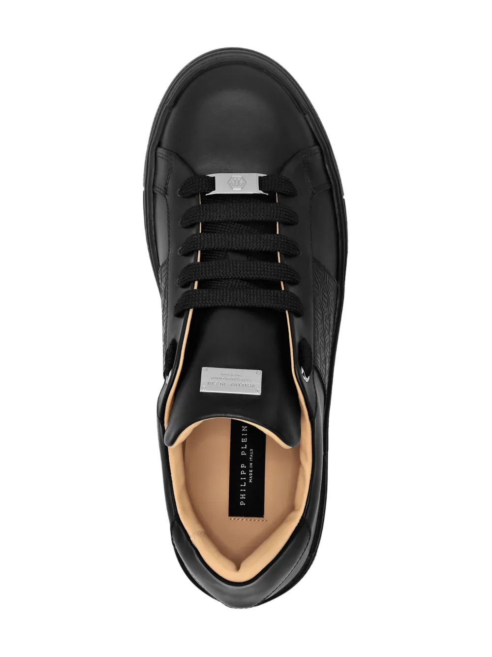 Philipp Plein Junior embossed leather sneakers Zwart