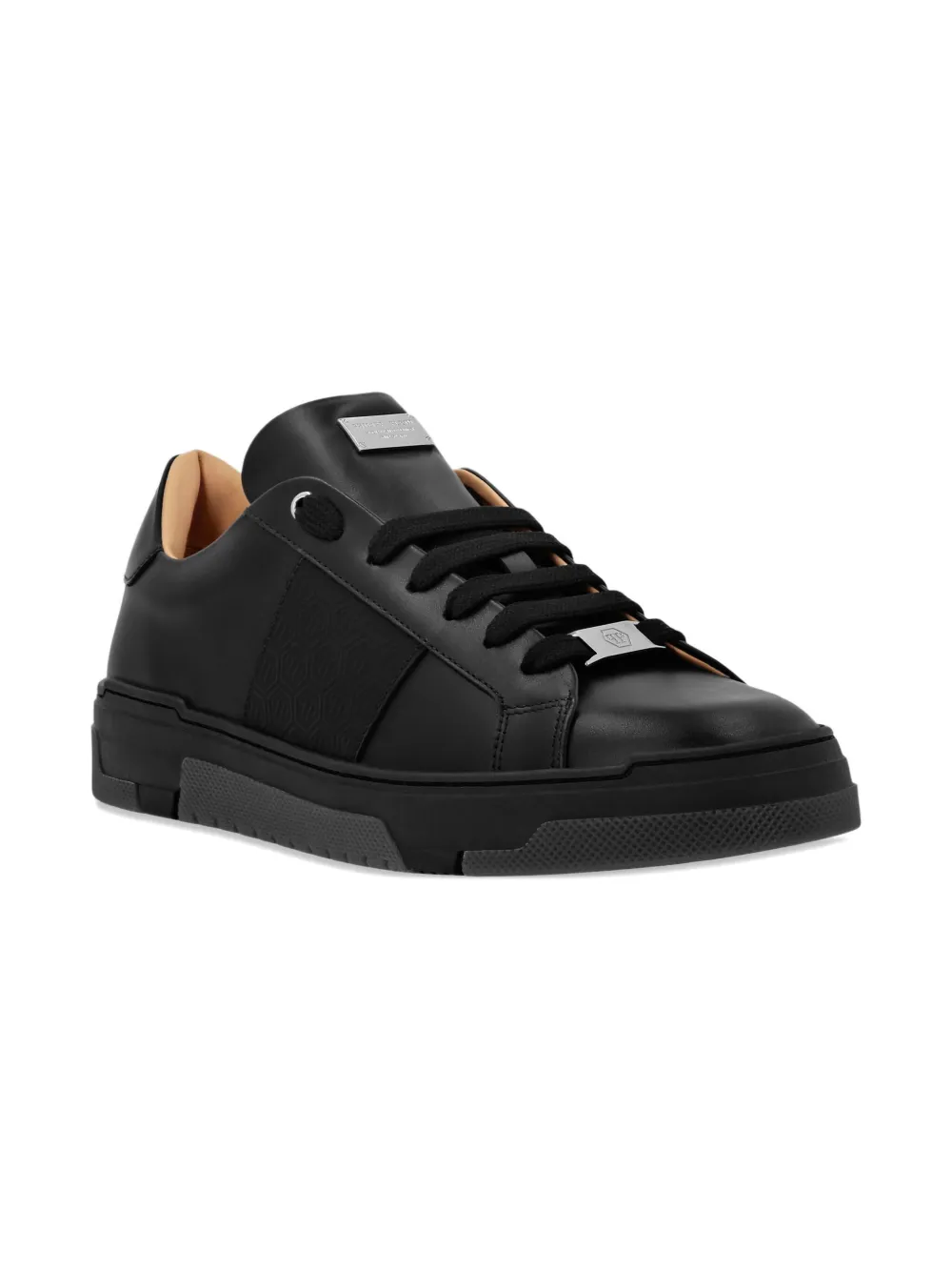 Philipp Plein Junior embossed leather sneakers Zwart