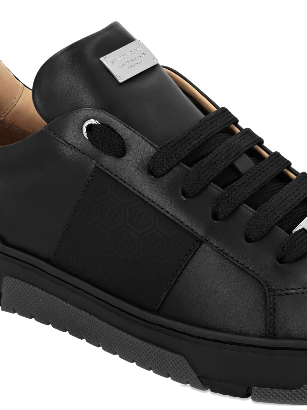 Philipp Plein Junior embossed leather sneakers Zwart