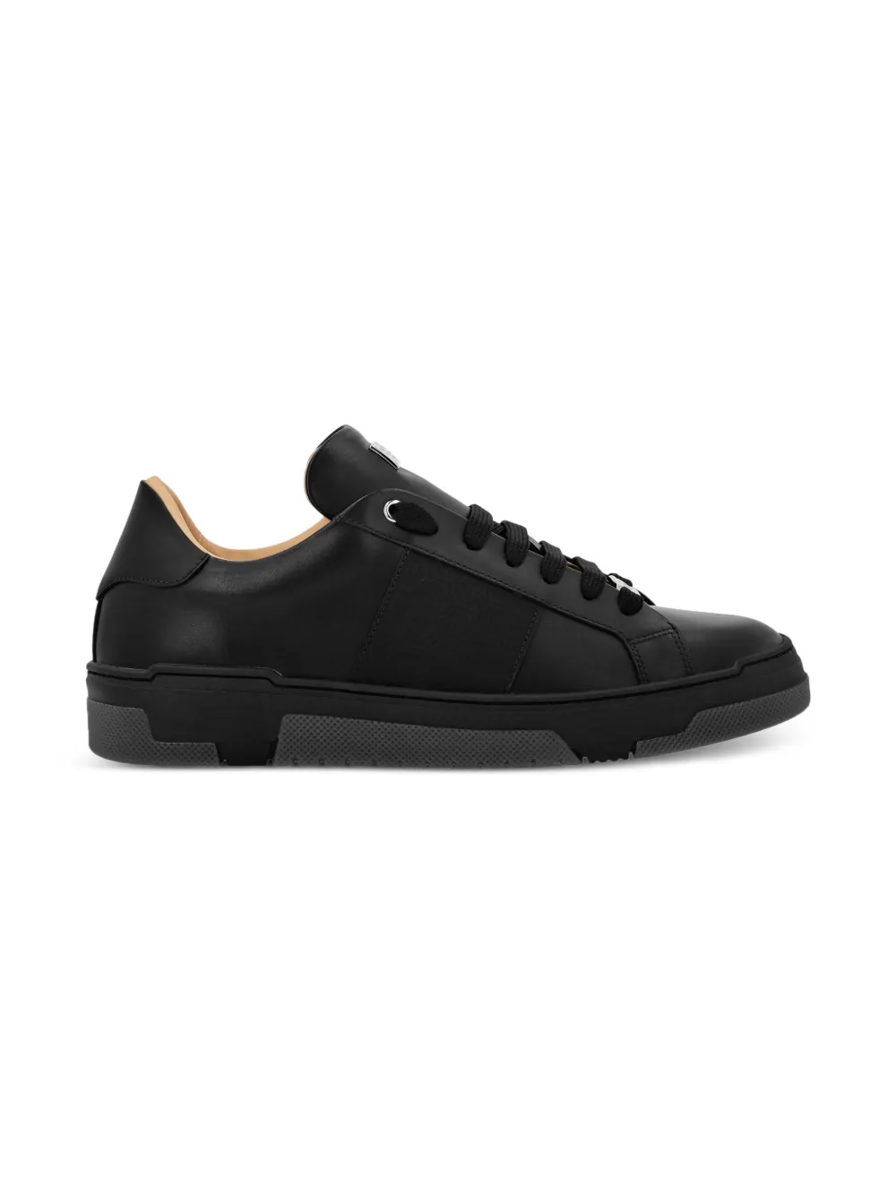 Philipp Plein Junior Leren sneakers met reliëf Zwart