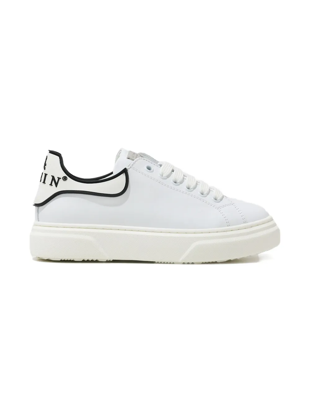 Philipp Plein Junior logo leather sneakers - Wit