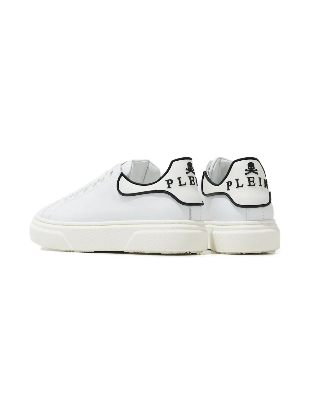 Philipp Plein Junior Leren sneakers met logo Wit