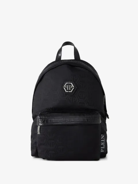 Philipp Plein monogram crocodile-skin backpack