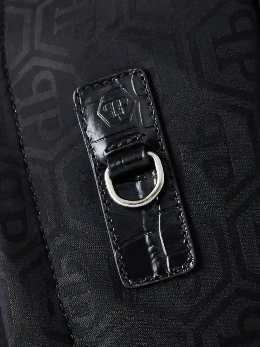 Philipp Plein Rugzak met krokodillen-reliëf en monogram Zwart