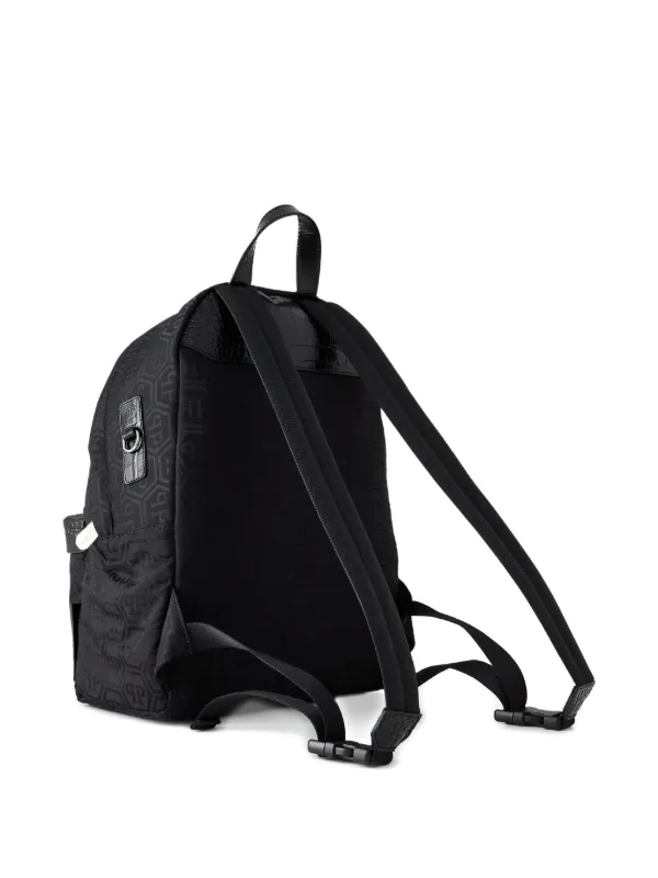 Philipp Plein Monogram crocodile-skin Backpack | Black | FARFETCH