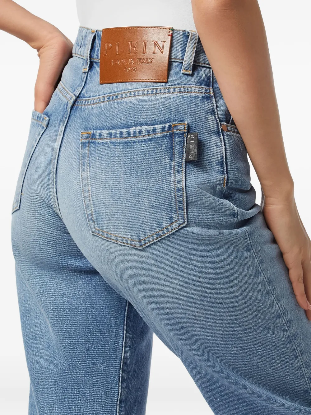 Philipp Plein Tapered Cropped Jeans In Blue
