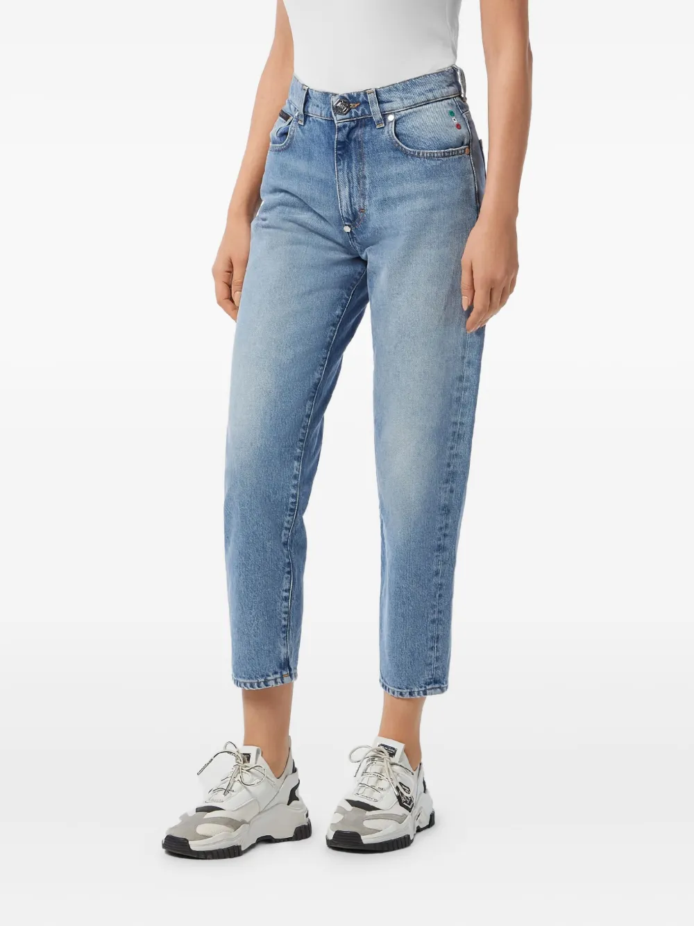 Philipp Plein Tapered Cropped Jeans In Blue