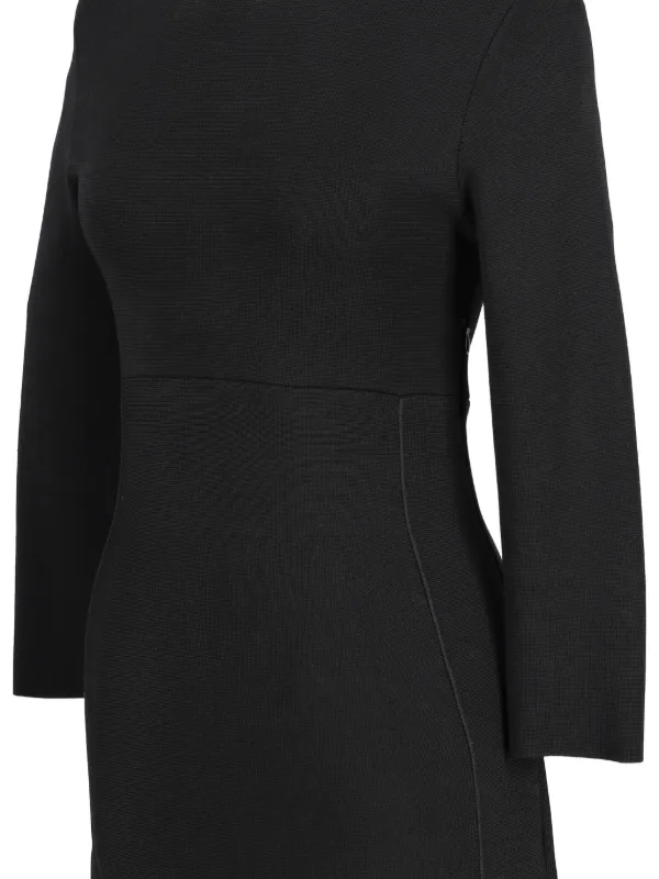 dior black midi dress CHRISTIAN DIOR DARKBLUE BELTED FULL SKIRT MIDI COCKTAIL DRESS (FR38)