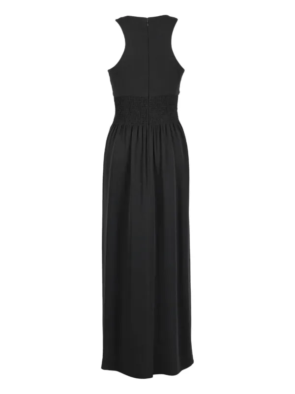 chinese dress ladies Flowy Black Maxi Dress with Side Slits – Reistor main image 0