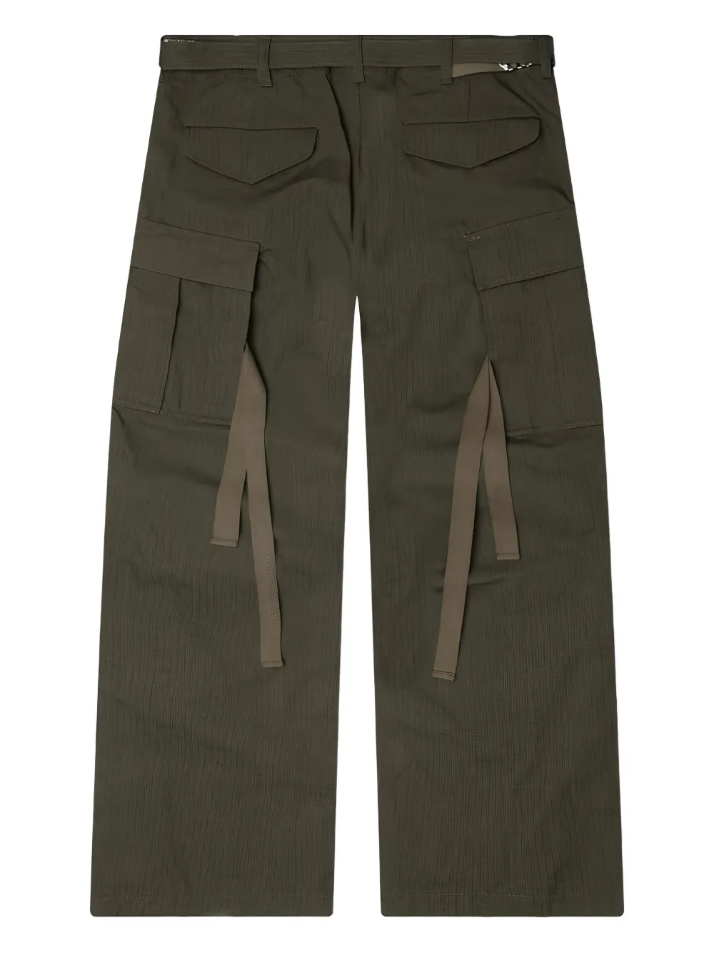 Sacai ripstop belted trousers - Groen