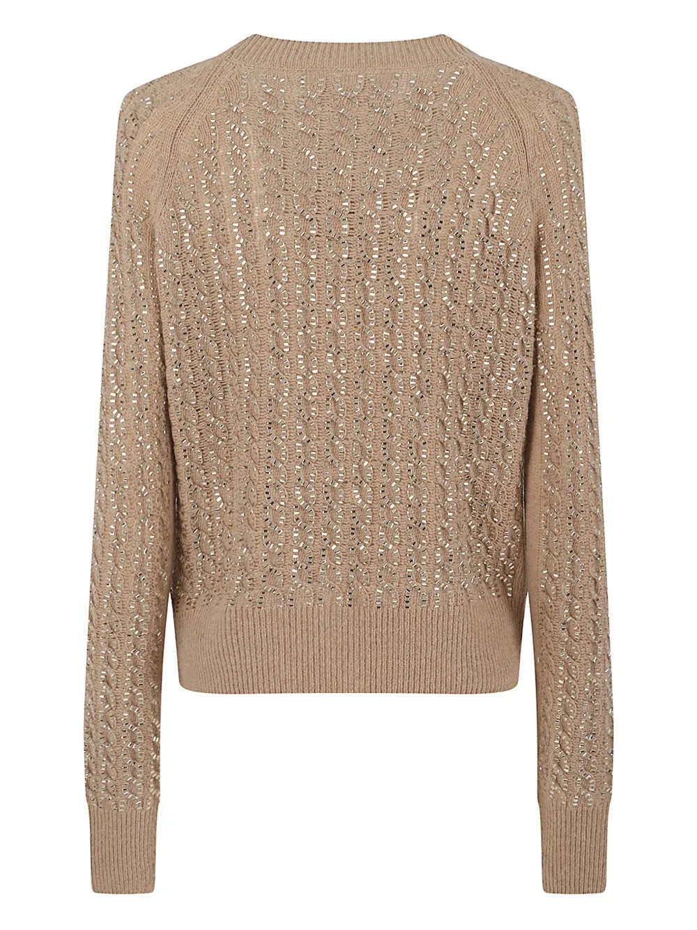 Ermanno Scervino Beaded Knit Sweater In Neutral