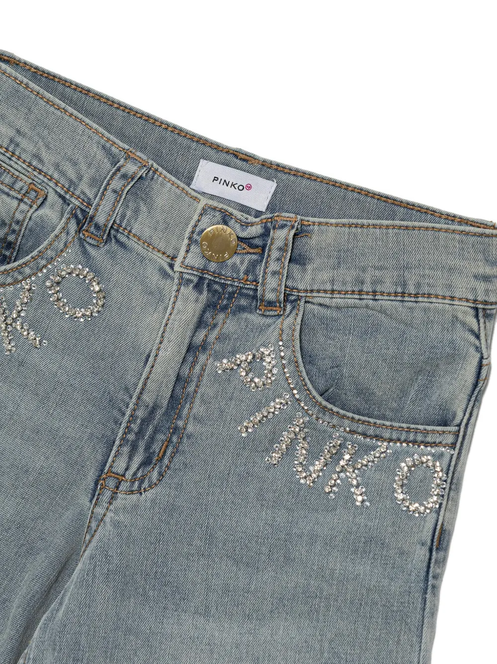 Pinko Kids Jeans met verfraaid detail Blauw