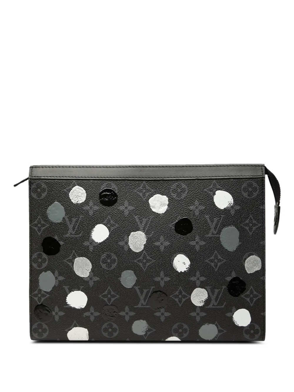 Pre-owned Louis Vuitton 2021-2025 Yayoi Kusama Monogram Eclipse Pochette Voyage Mm Clutch Bag In Black
