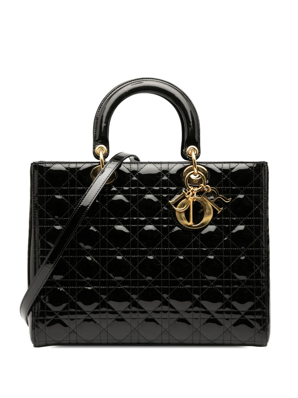 Christian Dior Pre-Owned 2012 Large Patent Cannage Lady Dior satchel - Christian Dior Pre-Owned 2012 Large Patent Cannage Lady Dior satchel -