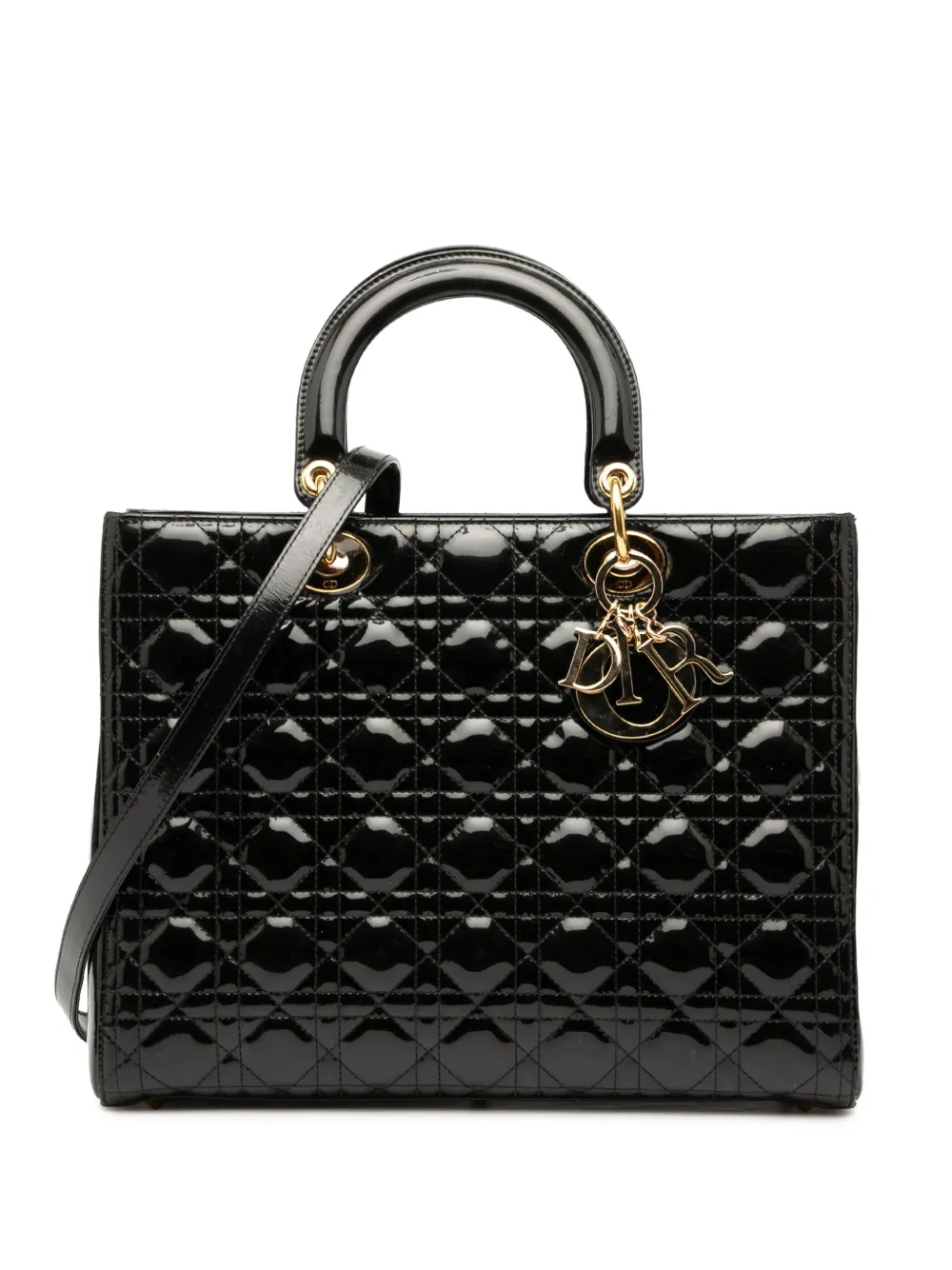Christian Dior Pre-Owned 2013 Large Patent Cannage Lady Dior satchel - Christian Dior Pre-Owned 2013 Large Patent Cannage Lady Dior satchel -