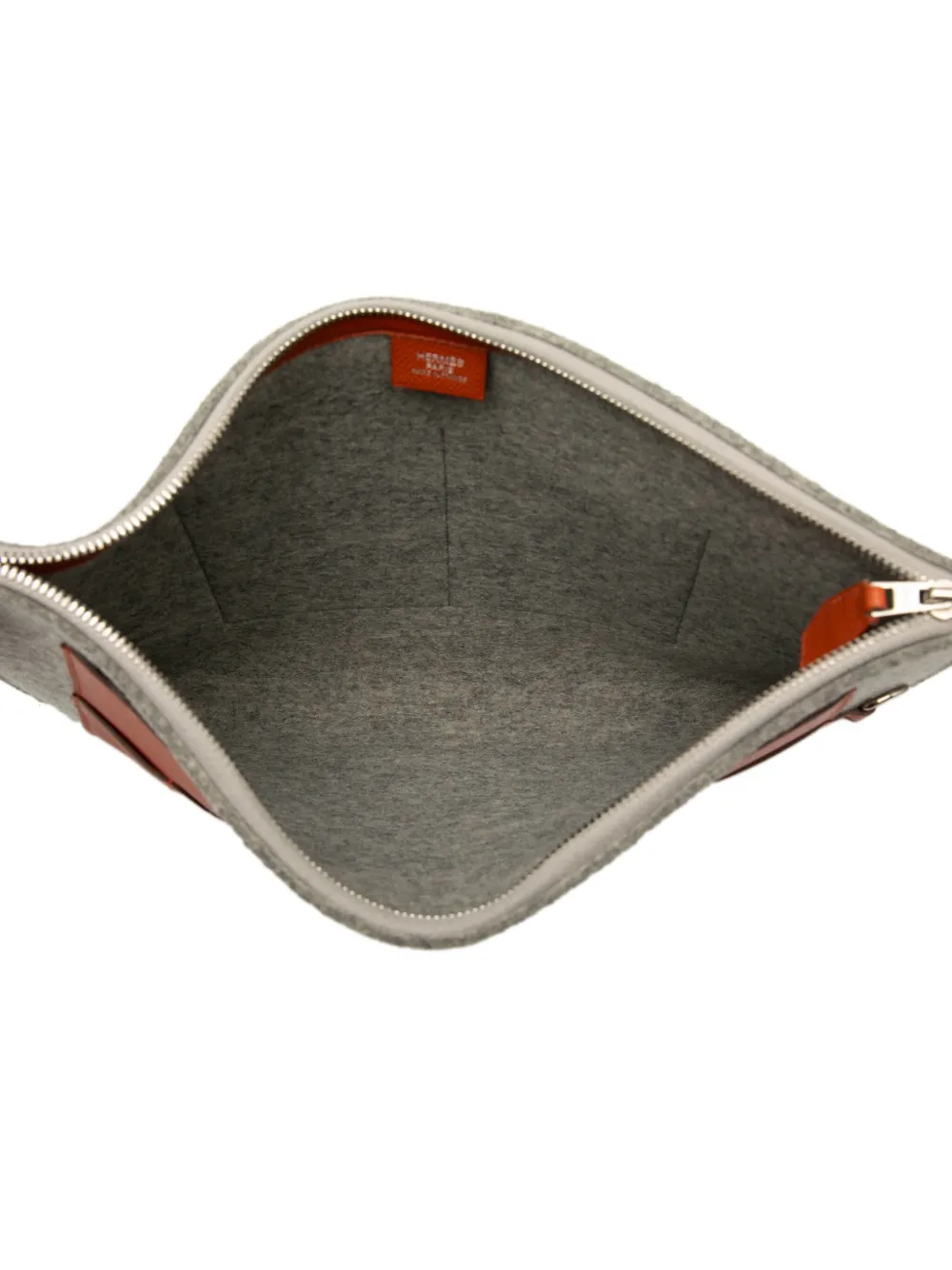 Pre-owned Hermes 2015 Epsom And Felt Toodoo 37 Clutch Bag In Gray
