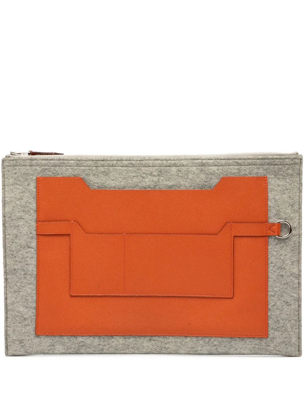 Pre-owned Hermes 2015 Epsom And Felt Toodoo 37 Clutch Bag In Gray