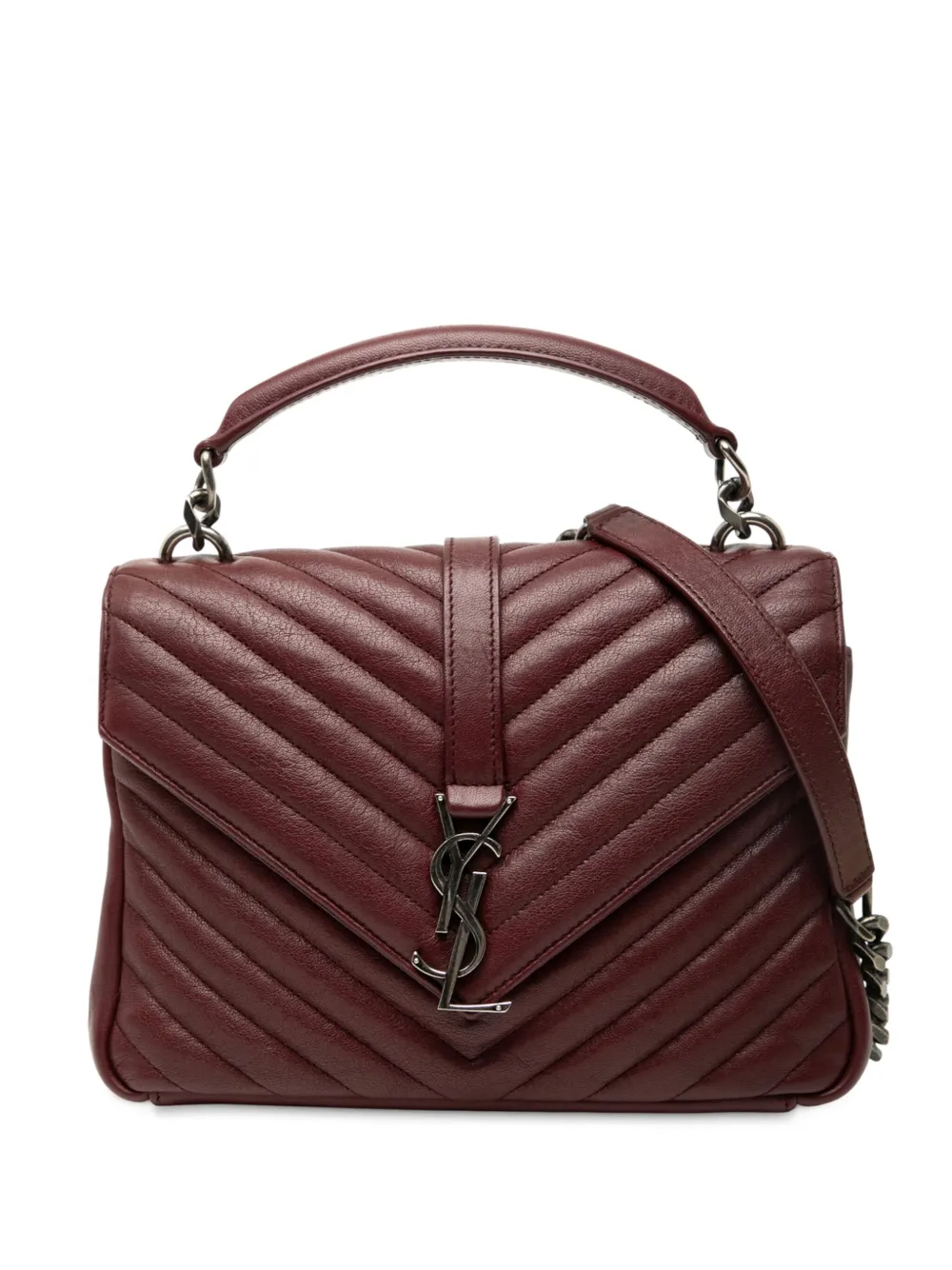 Saint Laurent Pre-Owned Monogram College 中号人字纹图案羊皮斜挎包（2016年典藏款） | 红色 | Image 1