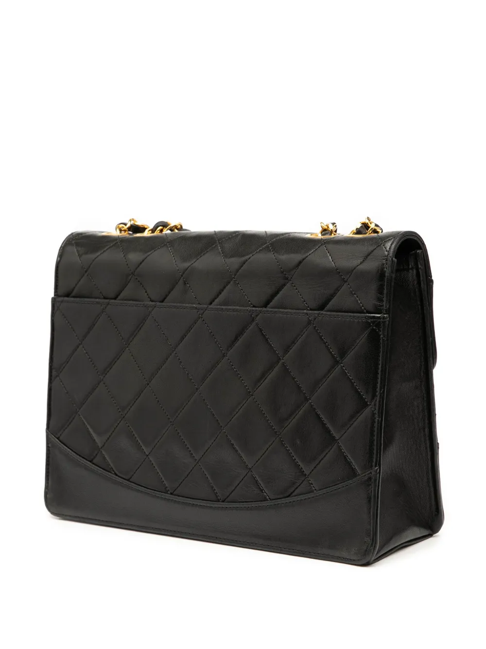 Pre-owned Chanel 1989-1991 Medium Quilted Lambskin Mademoiselle Single Flap Shoulder Bag In Black