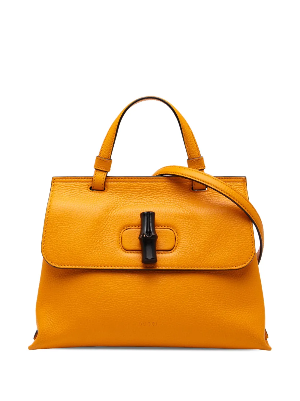 Pre-owned Gucci 2016-2025 Small Leather Bamboo Daily Satchel In Orange