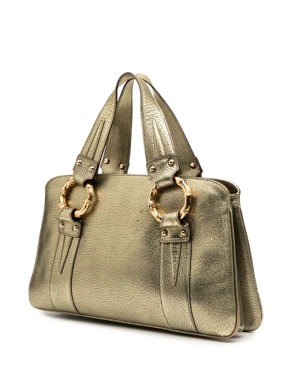 2000-2015 Metallic Calfskin Metal Bamboo Handbag