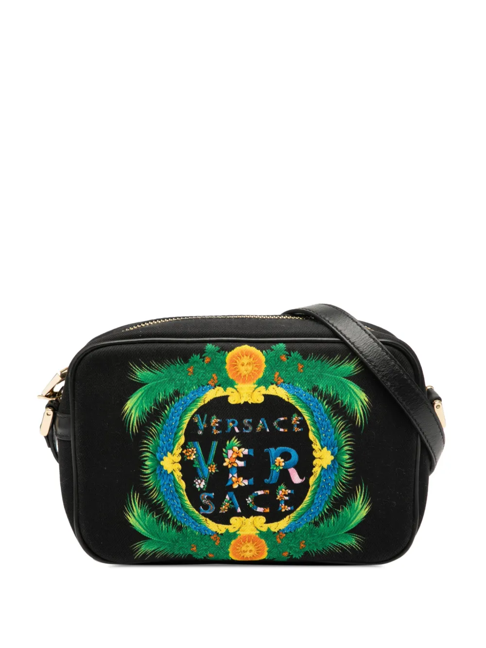 Versace Pre-Owned Borsa a tracolla in tela con logo Beverly Palm Miami 2010-2025 - Nero