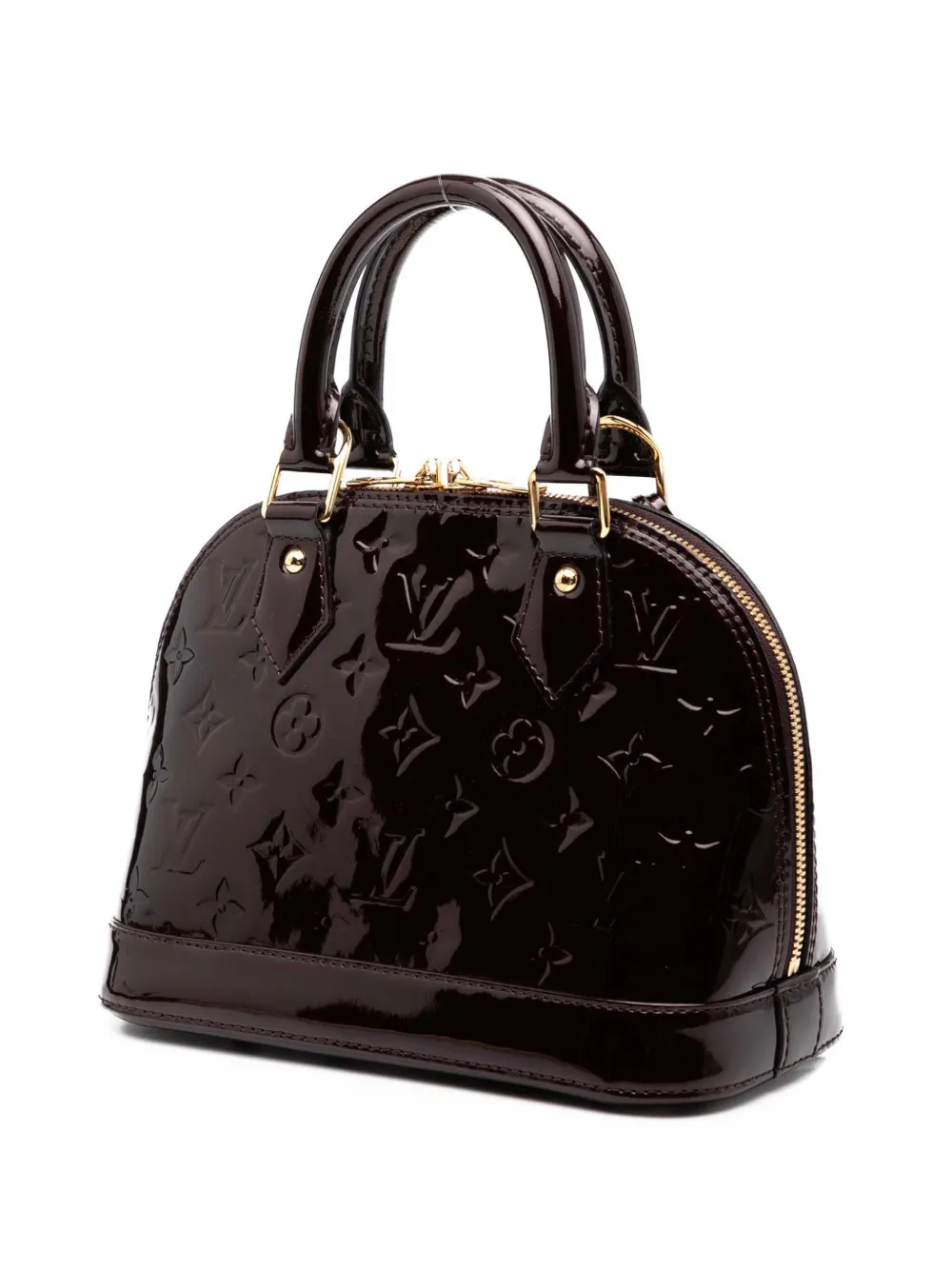 Pre-owned Louis Vuitton 2013 Monogram Vernis Alma Bb Satchel In Purple