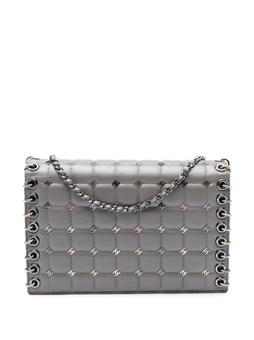 CHANEL Pre-Owned 2016-2017 スモール ラムスキン チョコバー ココマーク ピアス スタッズ チェーン フラップ