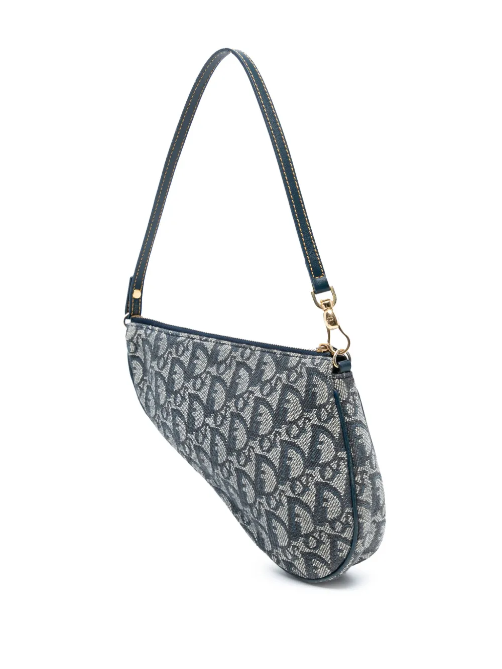 Pre-owned Dior 2001 Mini Issimo Canvas Saddle Pochette Shoulder Bag In Blue
