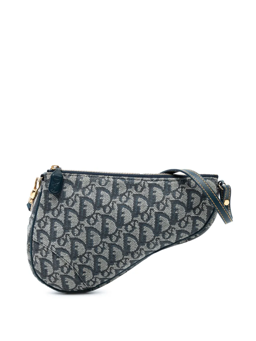 Pre-owned Dior 2001 Mini Issimo Canvas Saddle Pochette Shoulder Bag In Blue