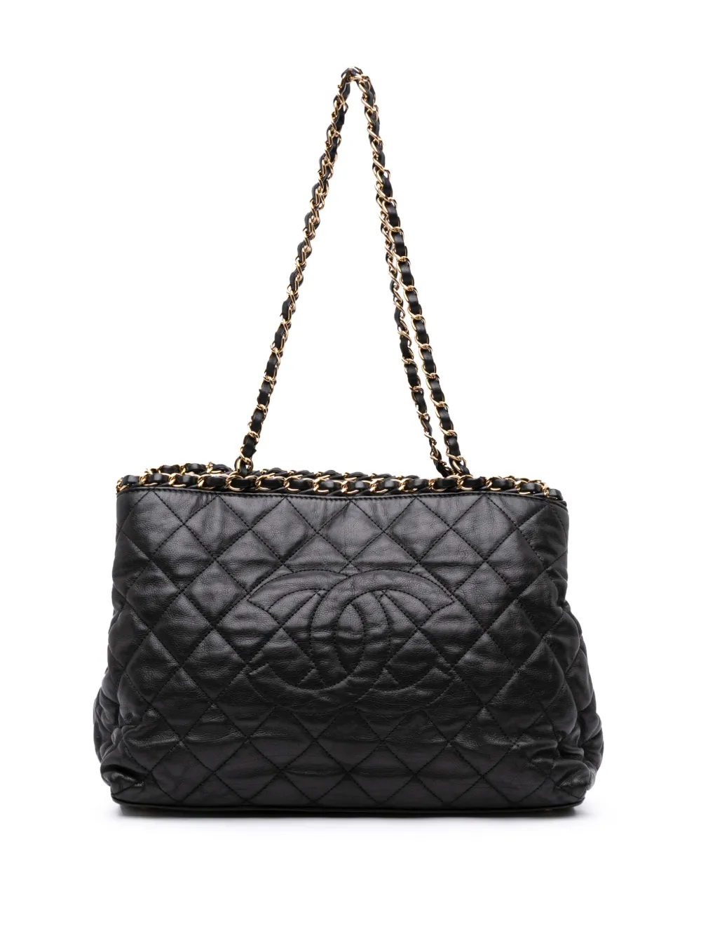 CHANEL Pre-Owned 2010-2011 スモール キルティング カーフスキン チェーン ミー トートバッグ - ブラック CHANEL Pre-Owned 2010-2011 スモール キルティング カーフスキン チェーン ミー トートバッグ - ブラック