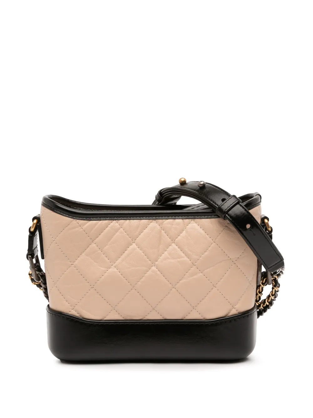 CHANEL Pre-Owned Borsa a tracolla Gabrielle piccola in pelle di vitello trapuntata con effetto invecchiato 2019 | marrone | Image 1