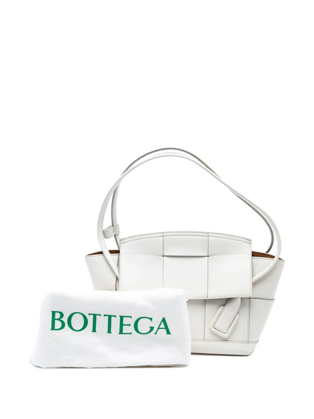 Pre-owned Bottega Veneta 2012-2025 Small Calfskin Maxi Intrecciato Arco Satchel In White