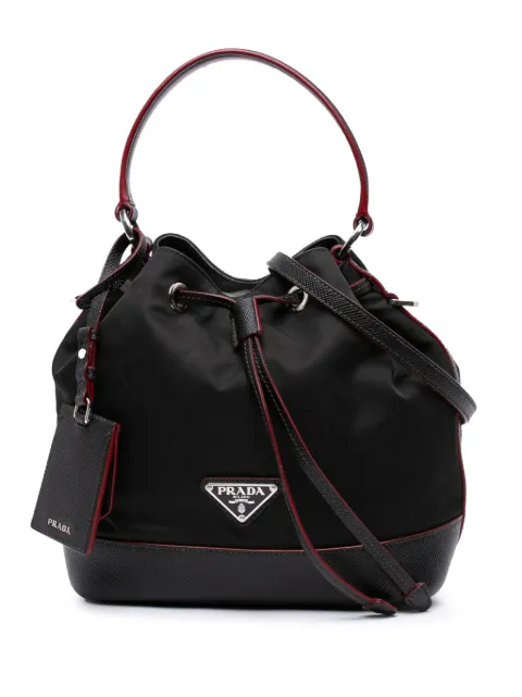 Prada Pre-Owned sac à bandoulière en tissu à bords en cuir Saffiano (2013-2025)