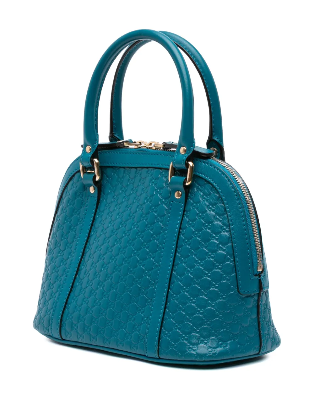 Pre-owned Gucci 2016-2025 Mini Microssima Dome Satchel In Blue