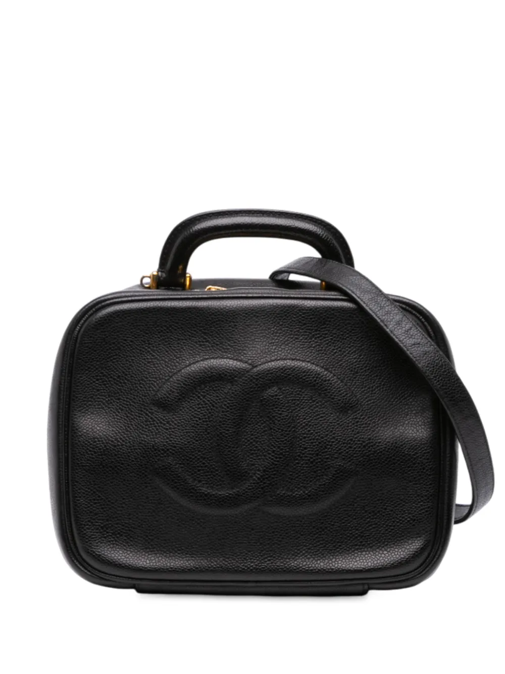 CHANEL Pre-Owned 1997-1999 ココマーク キャビア バニティケース サッチェルバッグ - ブラック CHANEL Pre-Owned 1997-1999 ココマーク キャビア バニティケース サッチェルバッグ - ブラック