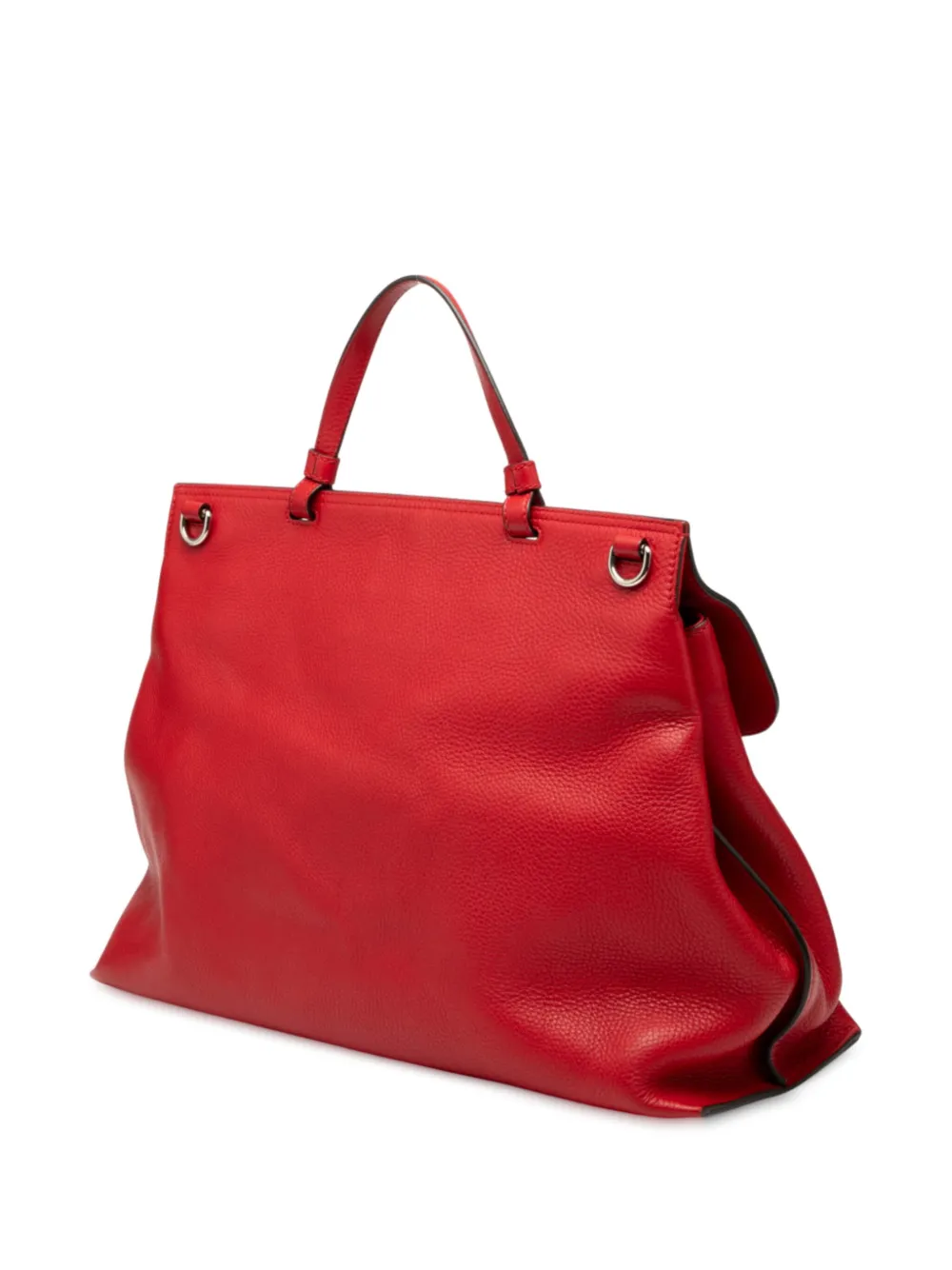 Pre-owned Gucci 2000-2015 Large Leather Bamboo Daily Satchel In Red