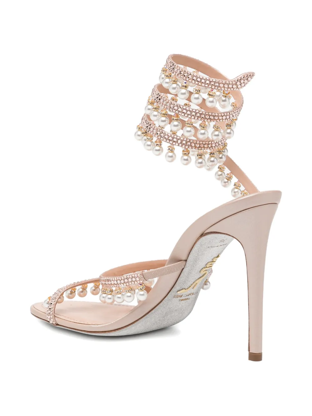 René Caovilla 110mm crystal-embellished heeled sandals Roze