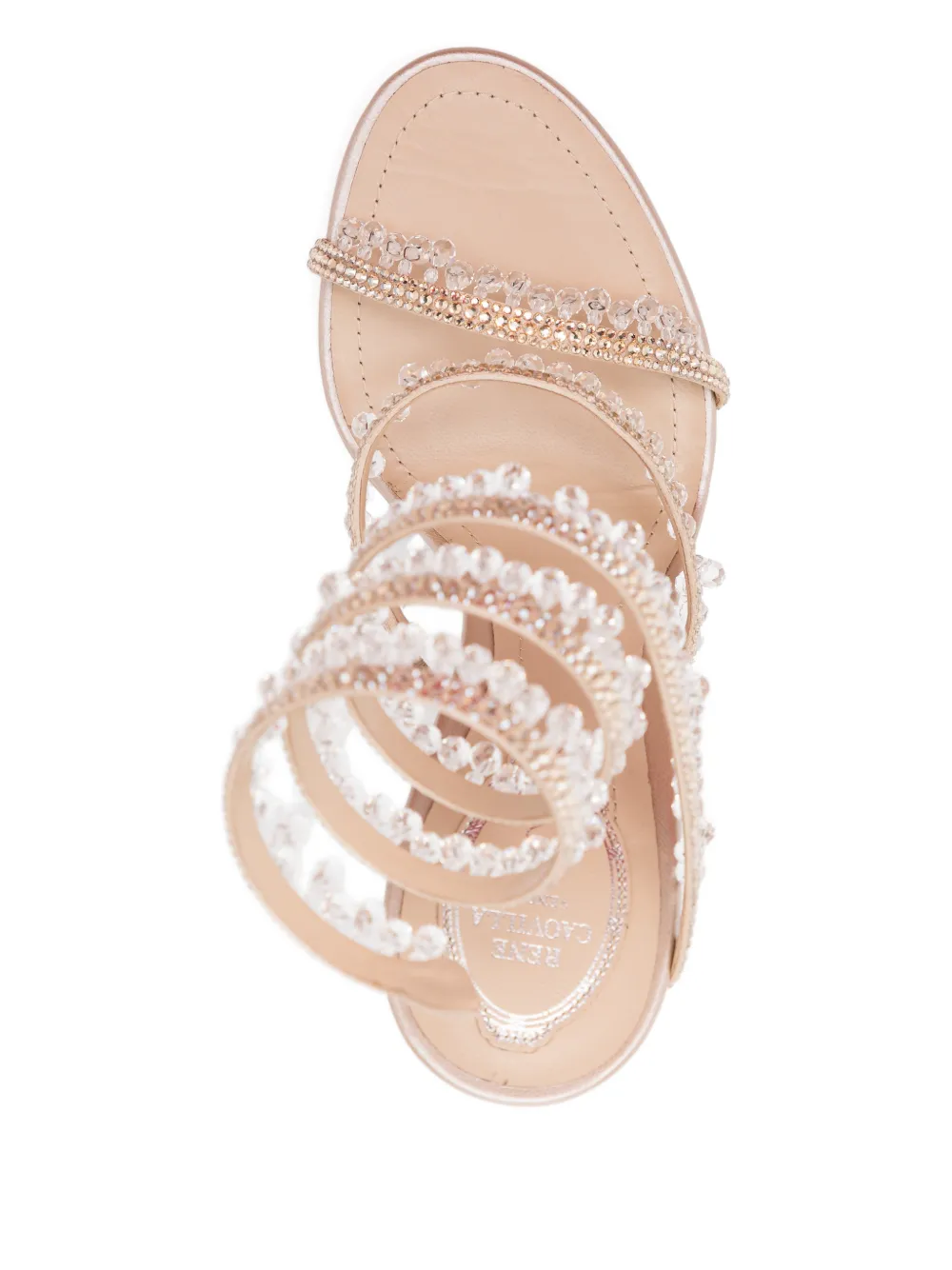 René Caovilla rhinestone heeled sandals Beige