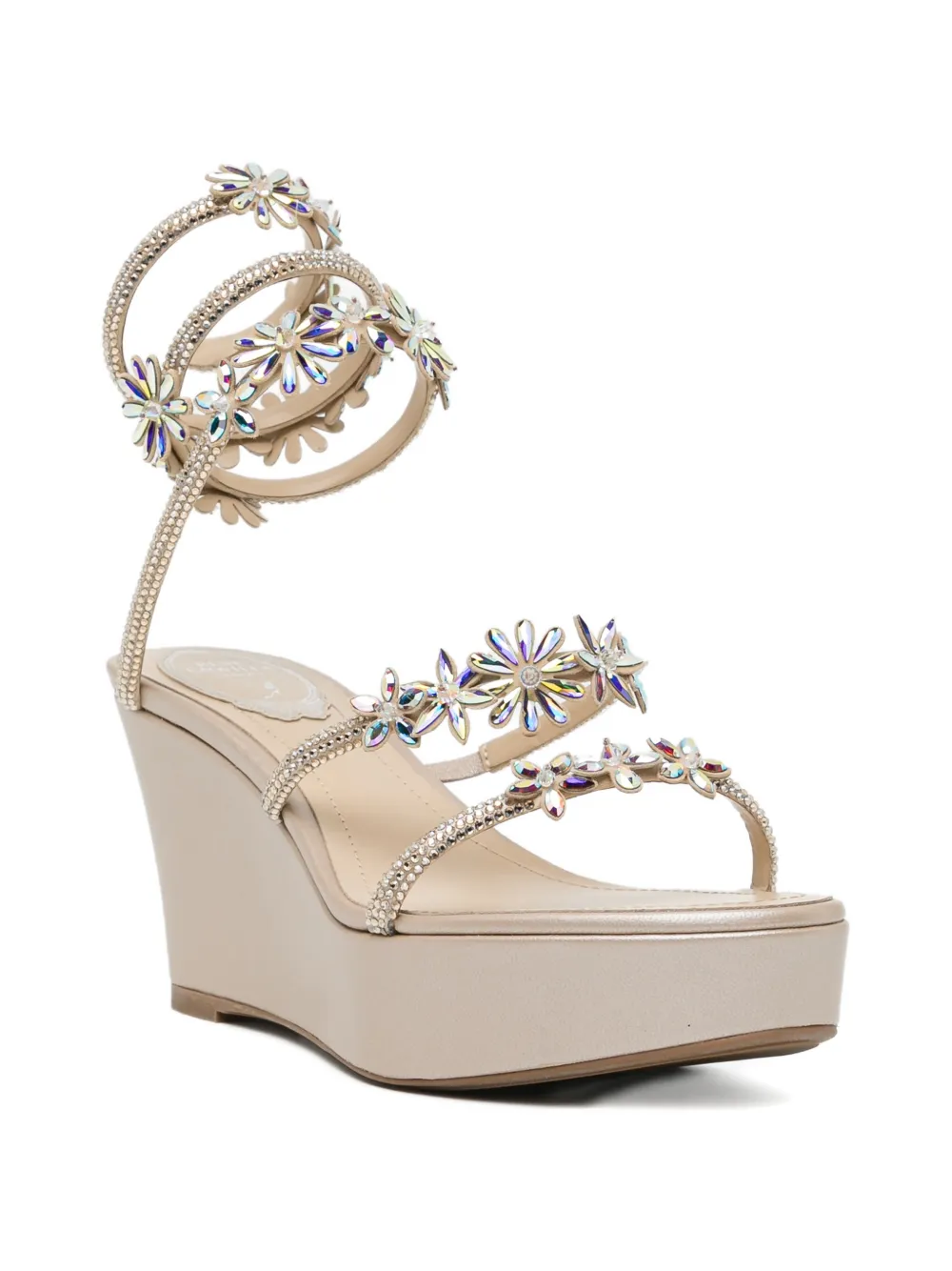 René Caovilla 85mm embellished sandlas Beige