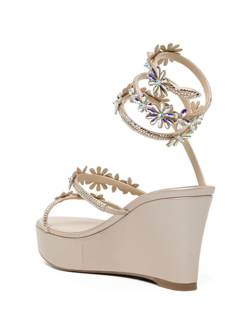 René Caovilla 85mm embellished sandlas Beige