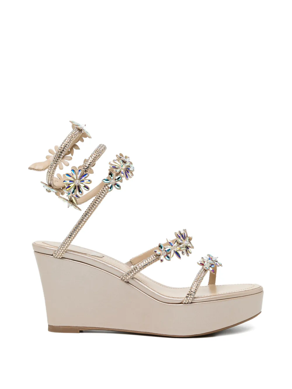 René Caovilla 85mm embellished sandlas Beige