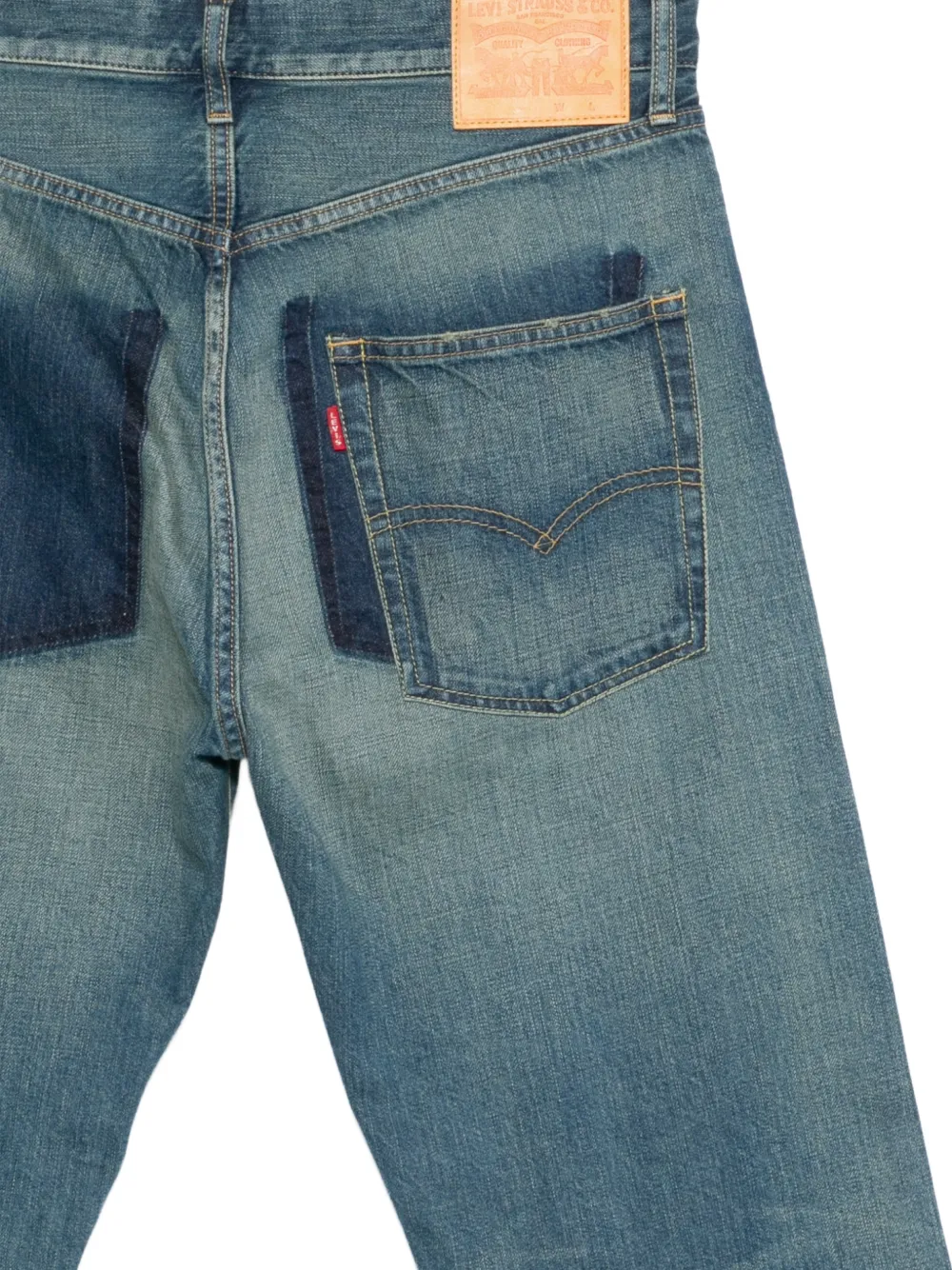 Junya Watanabe MAN x Levis denim jeans met patchwork Blauw