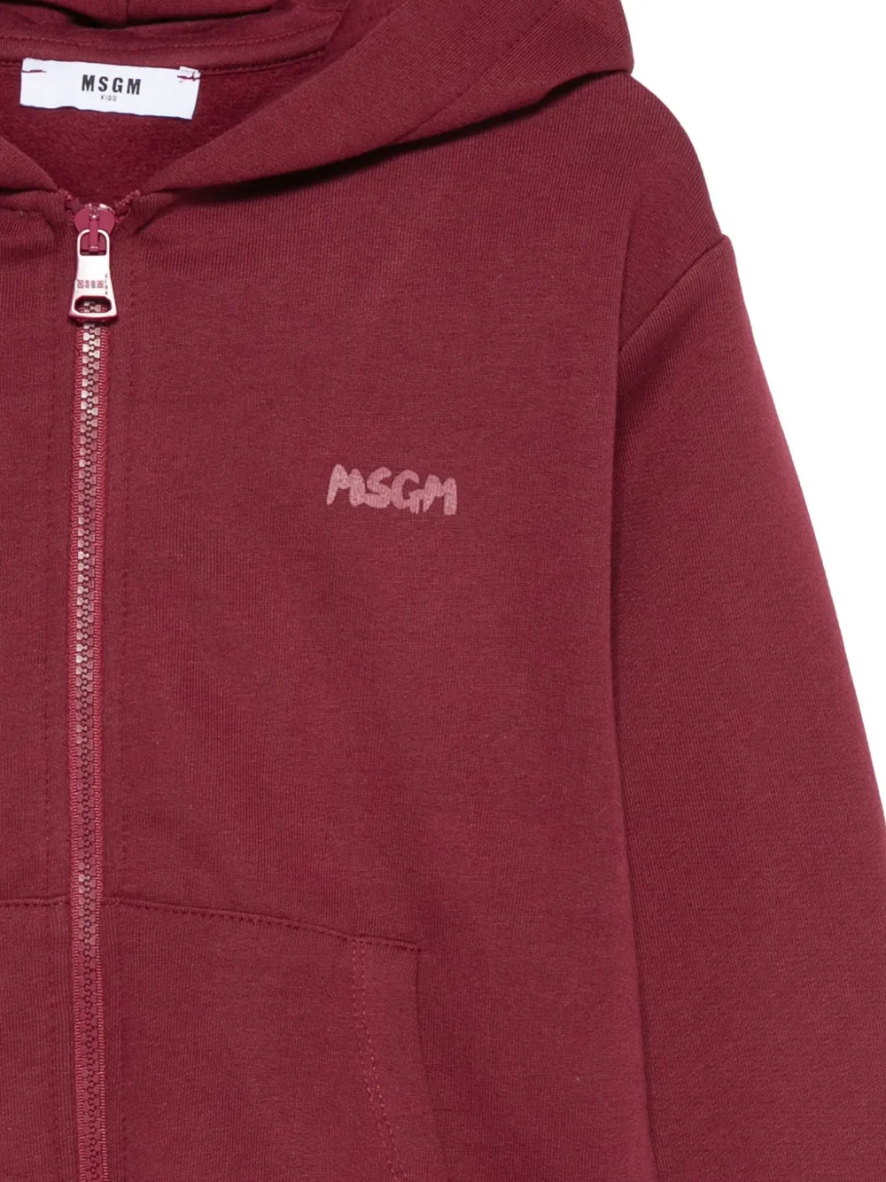 Msgm Zip-up Hoodie In Red