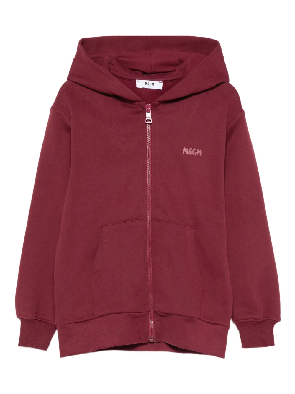MSGM Kids hoodie à fermeture zippée | rouge | Image 1