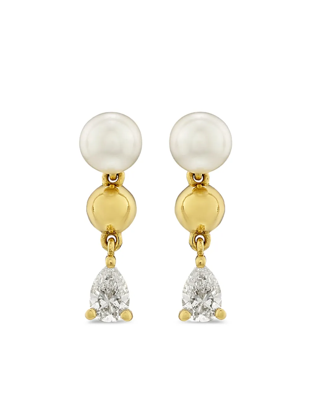 ROSEKEY 18K yellow gold First Kiss diamond and Akoya pearl earrings - Oro