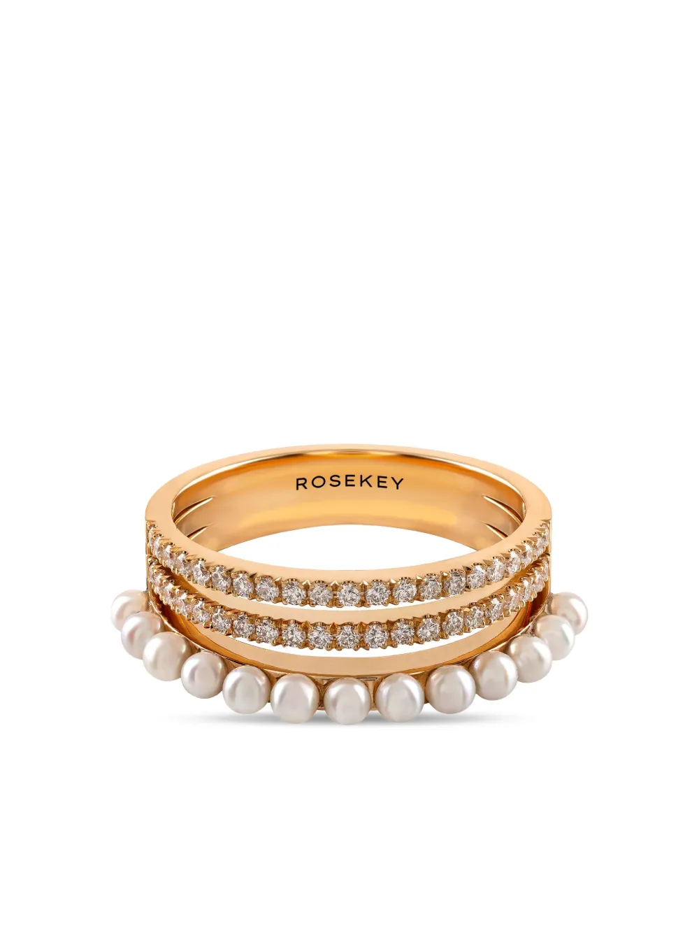 ROSEKEY 18K rose gold Circle Of Love Akoya pearl and diamond ring - Oro