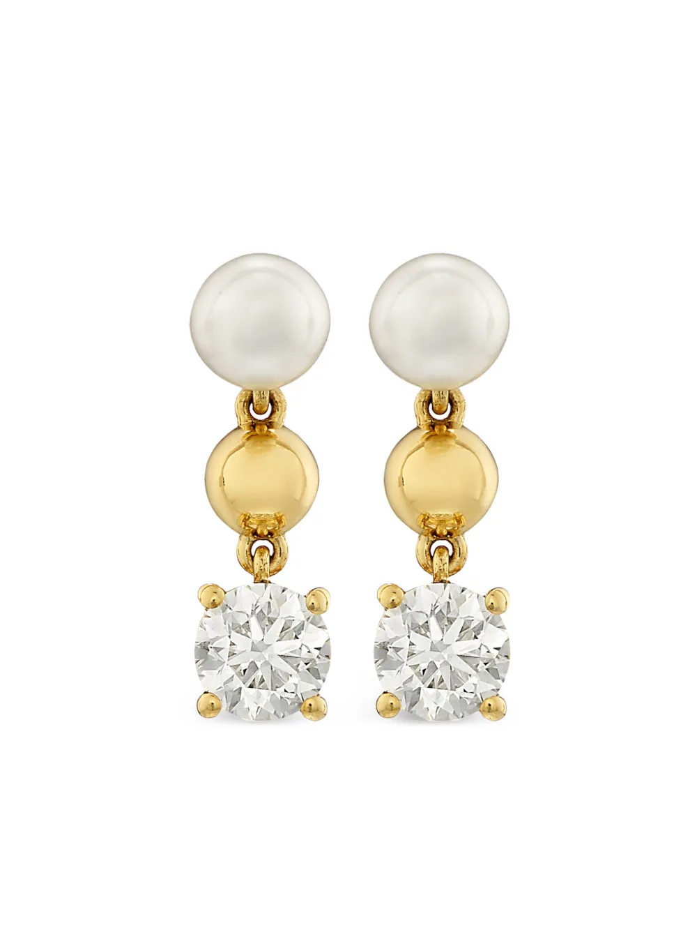 ROSEKEY 18K yellow gold First Kiss diamond and Akoya pearl earrings - Oro