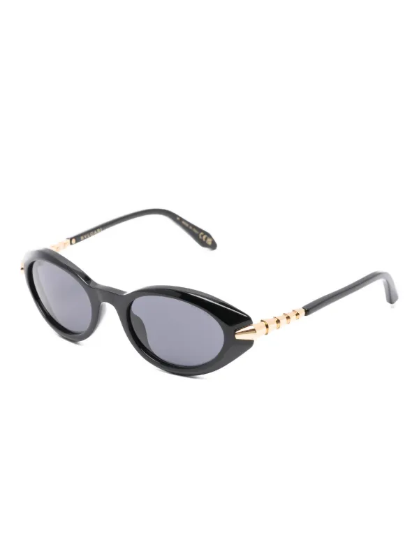 Bulgari Black Oval Frame Sunglasses Bulgari - Serpenti - Oval Acetate Sunglasses - Black  main image 2